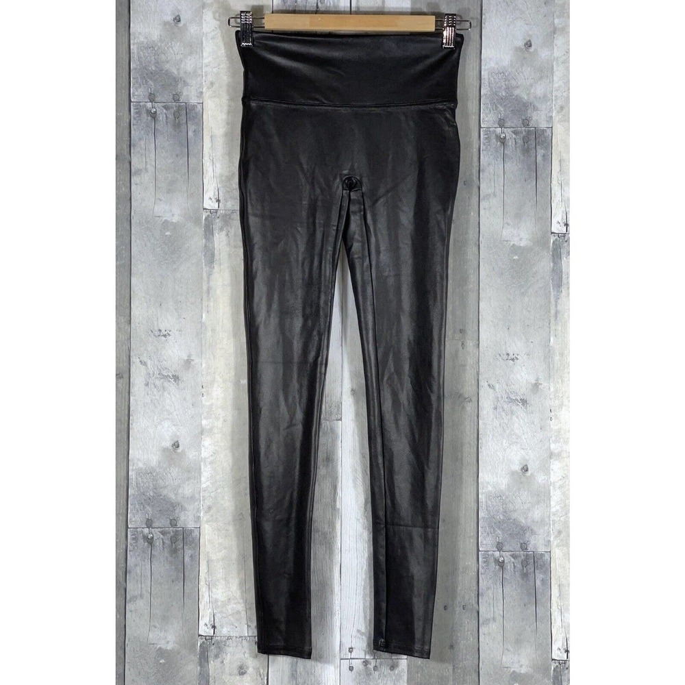 SPANX (2437) FAUX LEATHER LEGGINGS BLACK , SIZE - SMALL